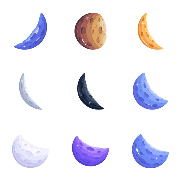 Ensemble Vecteurs Plats Lune — Image vectorielle