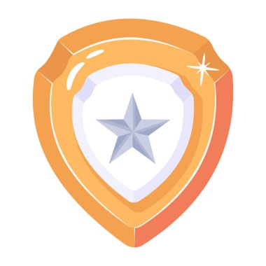shield icon in cartoon style isolated on white background. sheriff symbol vector illustration.