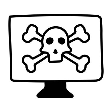 virus icon. outline skull vector illustration symbol and web design
