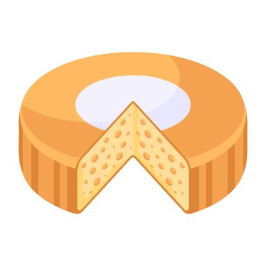 Cheese Wheel icon isolated on white background