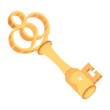 Beyaz arka plan üzerinde izole anahtar. Vektör çizim