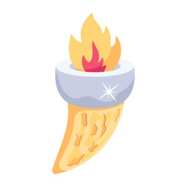 Fire Torch icon. isometric of bonfire vector icons for web design isolated on white background