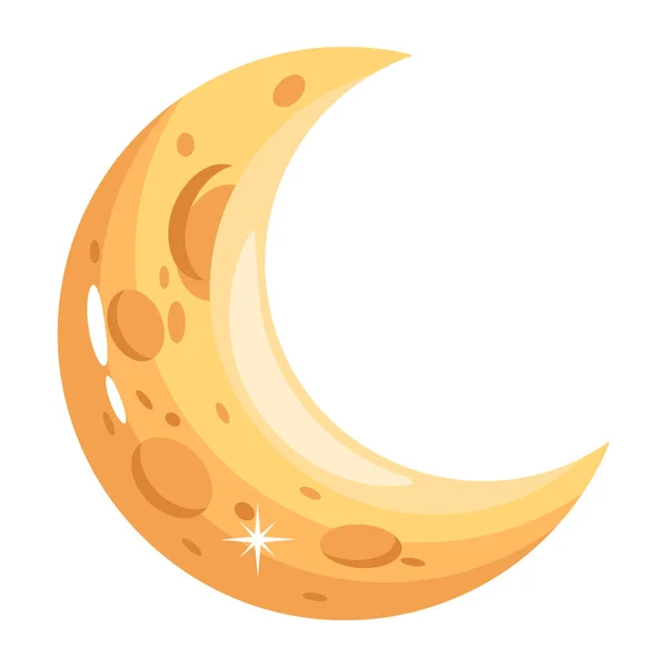 Icône Lune Dans Style Plat Isolé Sur Fond Blanc Illustration — Image vectorielle