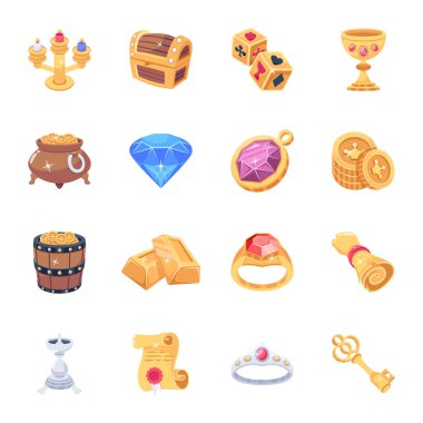 Trendy Collection of Treasure 2D Icons