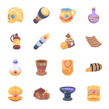 Trendy Gold Treasure 2D Icons