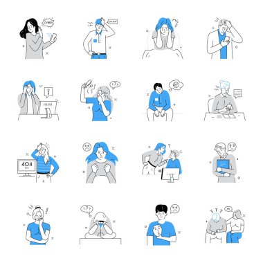 Bundle of 16 Mental Illness Linear Illustrations