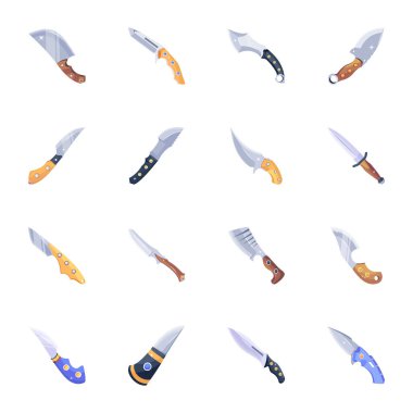 knife and dagger icon set isolated on white background