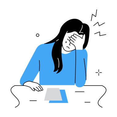 young woman with headache vector illustration design