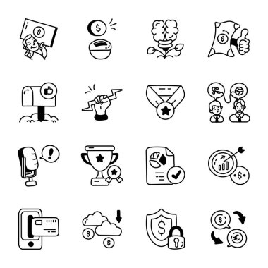 Financial Earnings and Savings Doodle Set