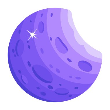 purple moon cartoon icon isolated on white background