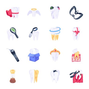Set of Stomatology 2D Icons