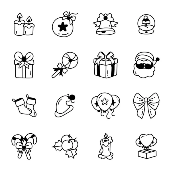 Christmas Icons Set Simple Illustration — ストックベクタ
