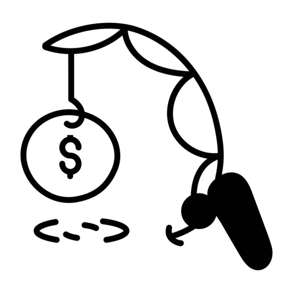 Money Fishing Icon Vector Illustration — Image vectorielle