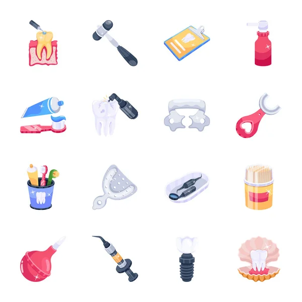 Trendy Set Dentistry Icons — 图库矢量图片