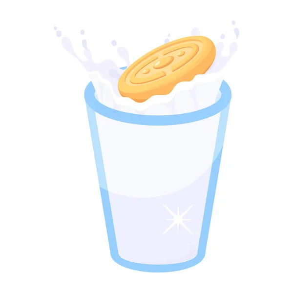 Vector Illustration Glass Milk Cookie — Vector de stock