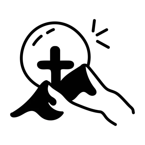 Cross Resurrection Icon Outline Style Isolated White Background Religion Symbol — Διανυσματικό Αρχείο