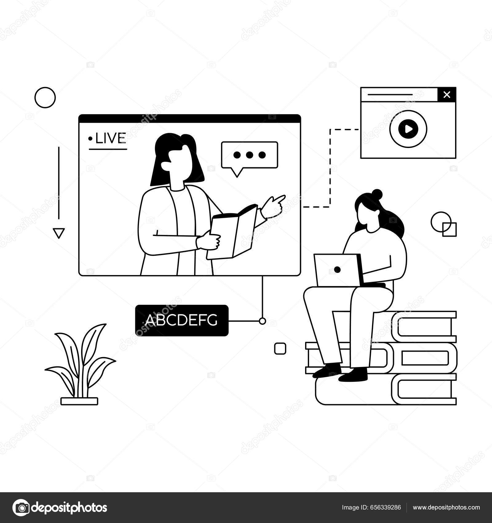 Vector Illustration Online Lesson Stock Vector by ©vectorsmarket 656339286