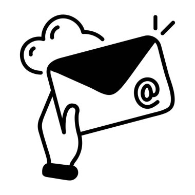 Elle simgede modern bulanık bulut e- postası