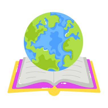 dünya ve kitap modern simge, vektör illüstrasyonu 