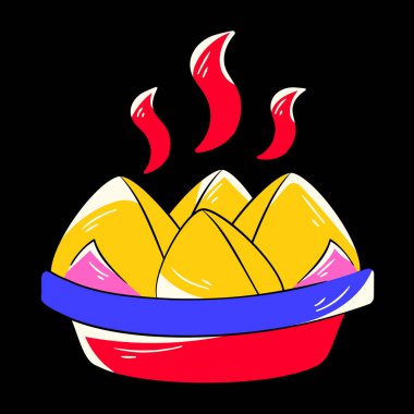 Sıcak Asya yemekli kasenin vektör illüstrasyonu 