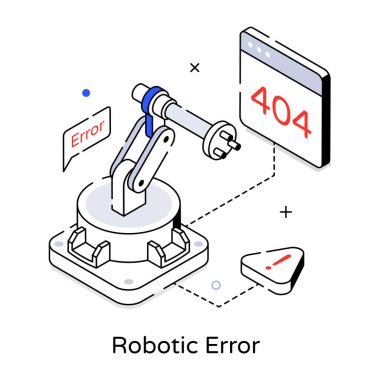 Robot hatasının izometrik çizgi simgesi 