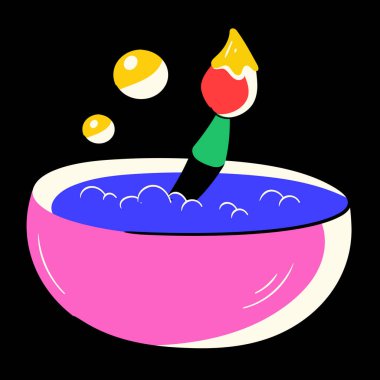 Yüzen bir karikatür kadının vektör çizimi