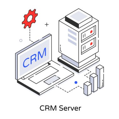 Seo ve teknoloji simgesinin izometrik vektör çizimi