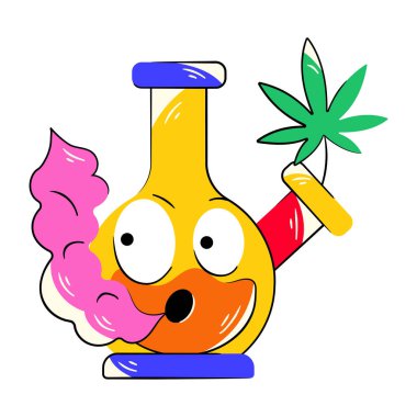 Bir şişe suyla marihuananın vektör çizimi