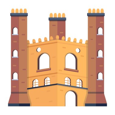 castle icon in cartoon style isolated on white background. 