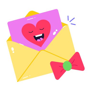 İçinde aşk mesajı olan zarf, vektör illüstrasyonu