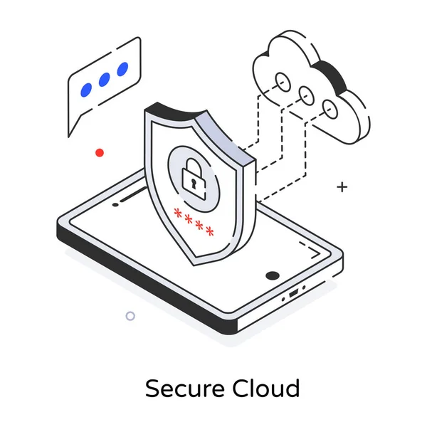Secure Cloud Modern Icon Vector Illustration — Stock Vector