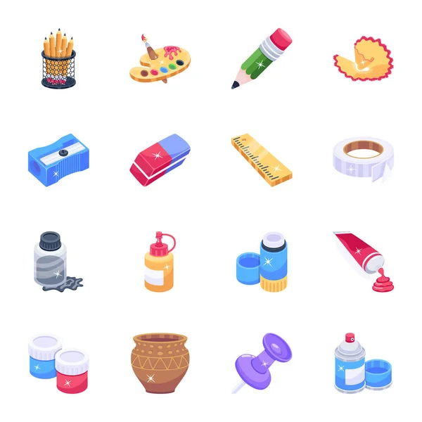 Pack School Supplies Icons — Image vectorielle