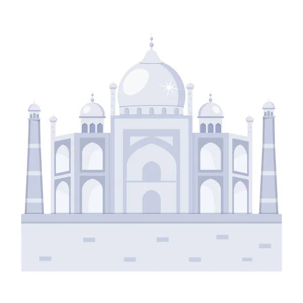 Taj Mahal Ikona Kresleném Stylu Izolované Bílém Pozadí Cestovní Symbol — Stockový vektor
