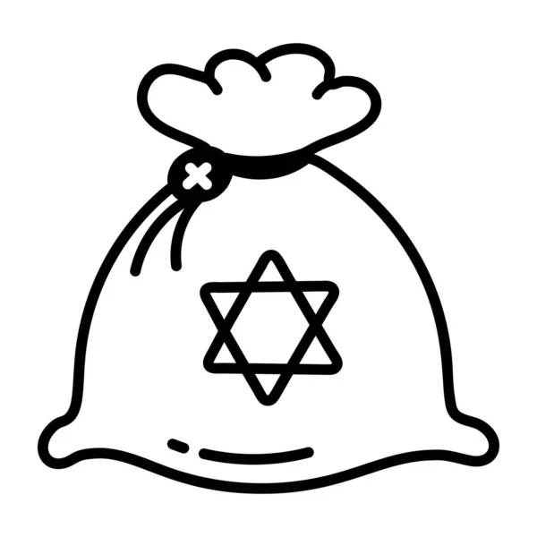 Мешок Иконкой Еврейского Символа Векторная Иллюстрация — стоковый вектор