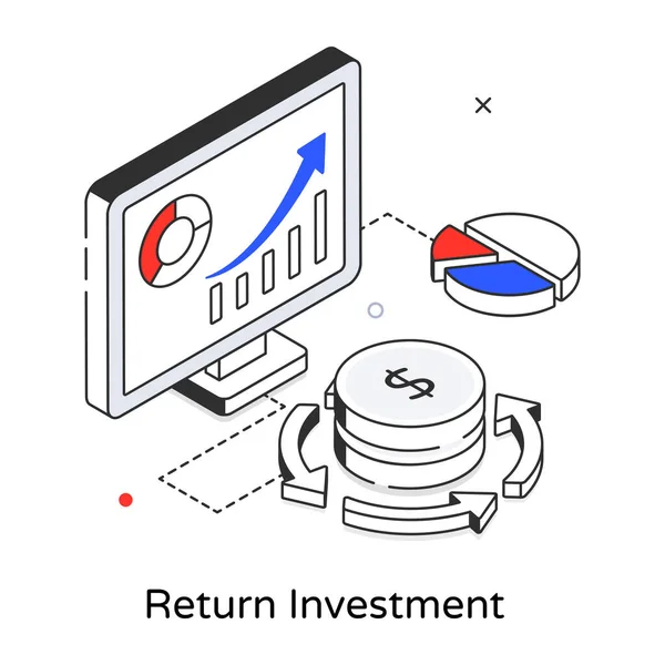Izometrická Čára Návratovou Investicí Vektorová Ilustrace — Stockový vektor