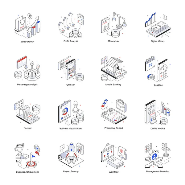 Business Infographics Hand Drawn Icons Vector Illustration — Stock Vector