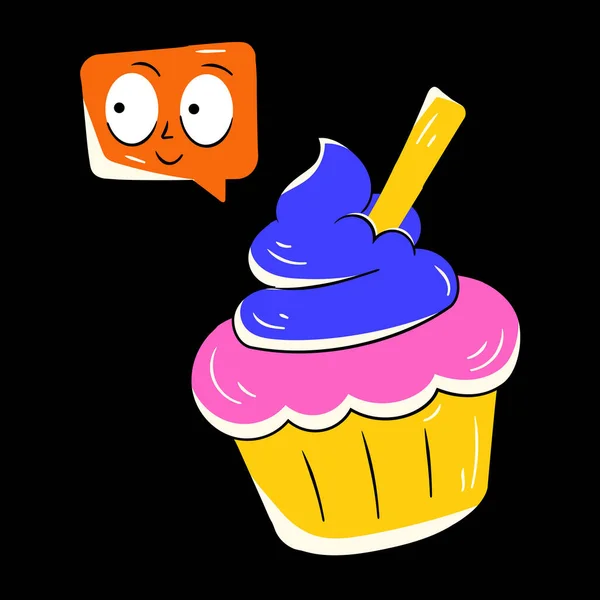Cupcake Sur Fond Noir — Image vectorielle