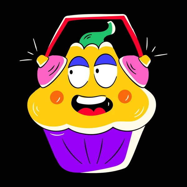 Cupcake Mit Kopfhörer Symbol — Stockvektor