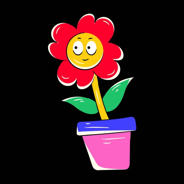 Fleur Dessin Animé Mignon Pot — Image vectorielle