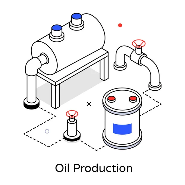 Vector Illustration Oil Production — Stock Vector