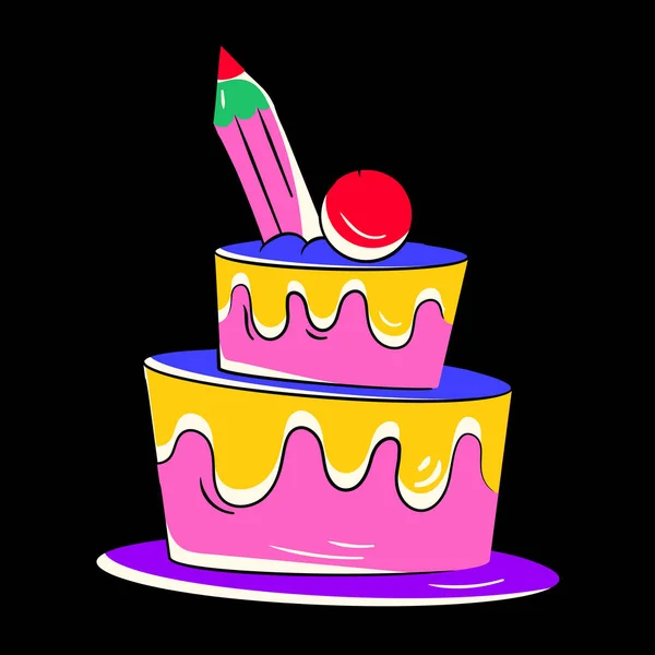 Födelsedag Tårta Vektor Illustration — Stock vektor