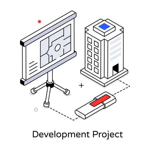 Icono Línea Isométrica Del Proyecto Desarrollo — Vector de stock
