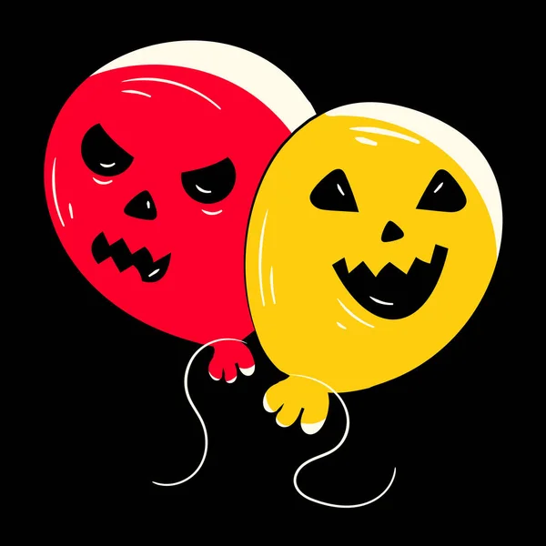 Halloween Ballonnen Zwarte Achtergrond — Stockvector