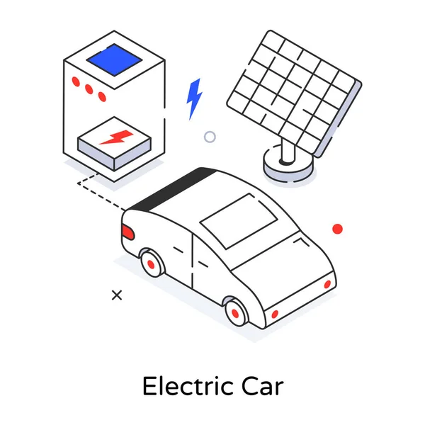 Векторная Иллюстрация Электрического Автомобиля — стоковый вектор