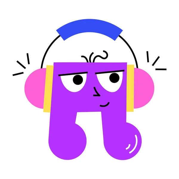 Cute Cartoon Character Headphones — Stock Vector