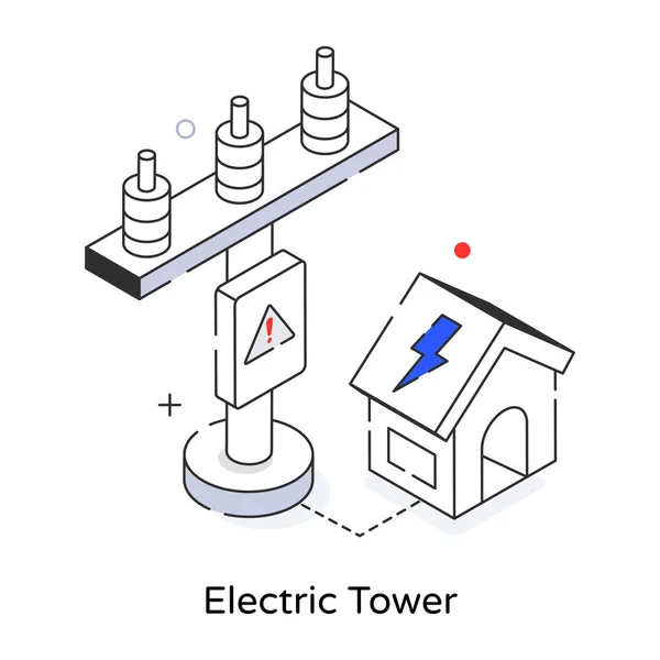 Vektorillustration Des Elektrischen Turms — Stockvektor