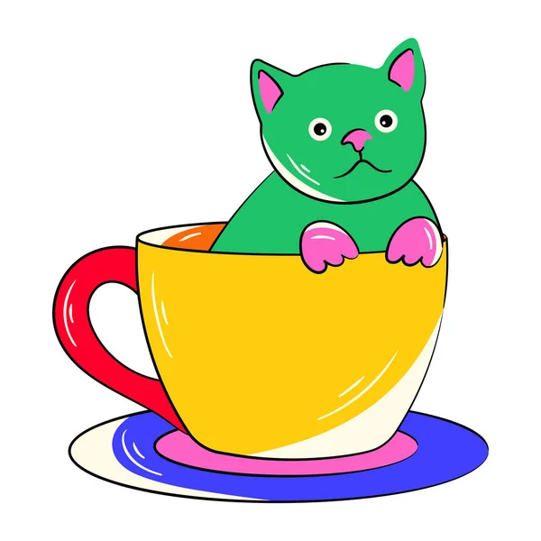 Vektorillustration Der Katze Der Tasse — Stockvektor
