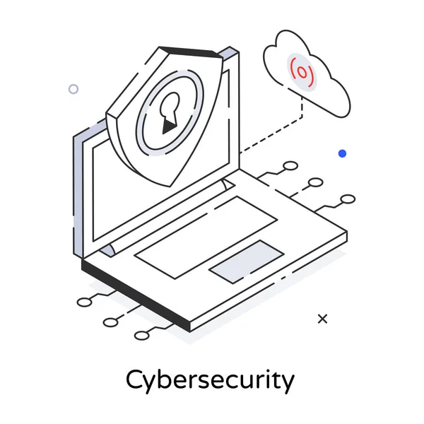 Cybersecutity Icon White Background Vector Illustration — Stock Vector