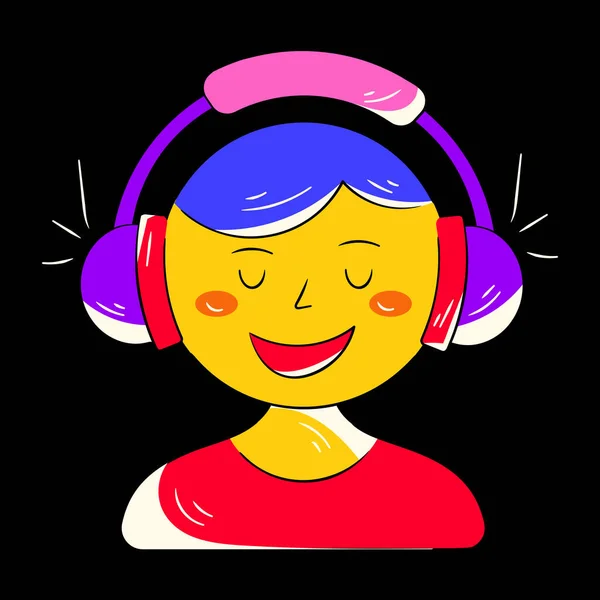 stock vector girl with headphones, vector illustration