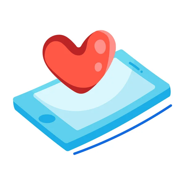 Smartphone Con Corazón Ilustración Vectorial Diseño Simple — Vector de stock